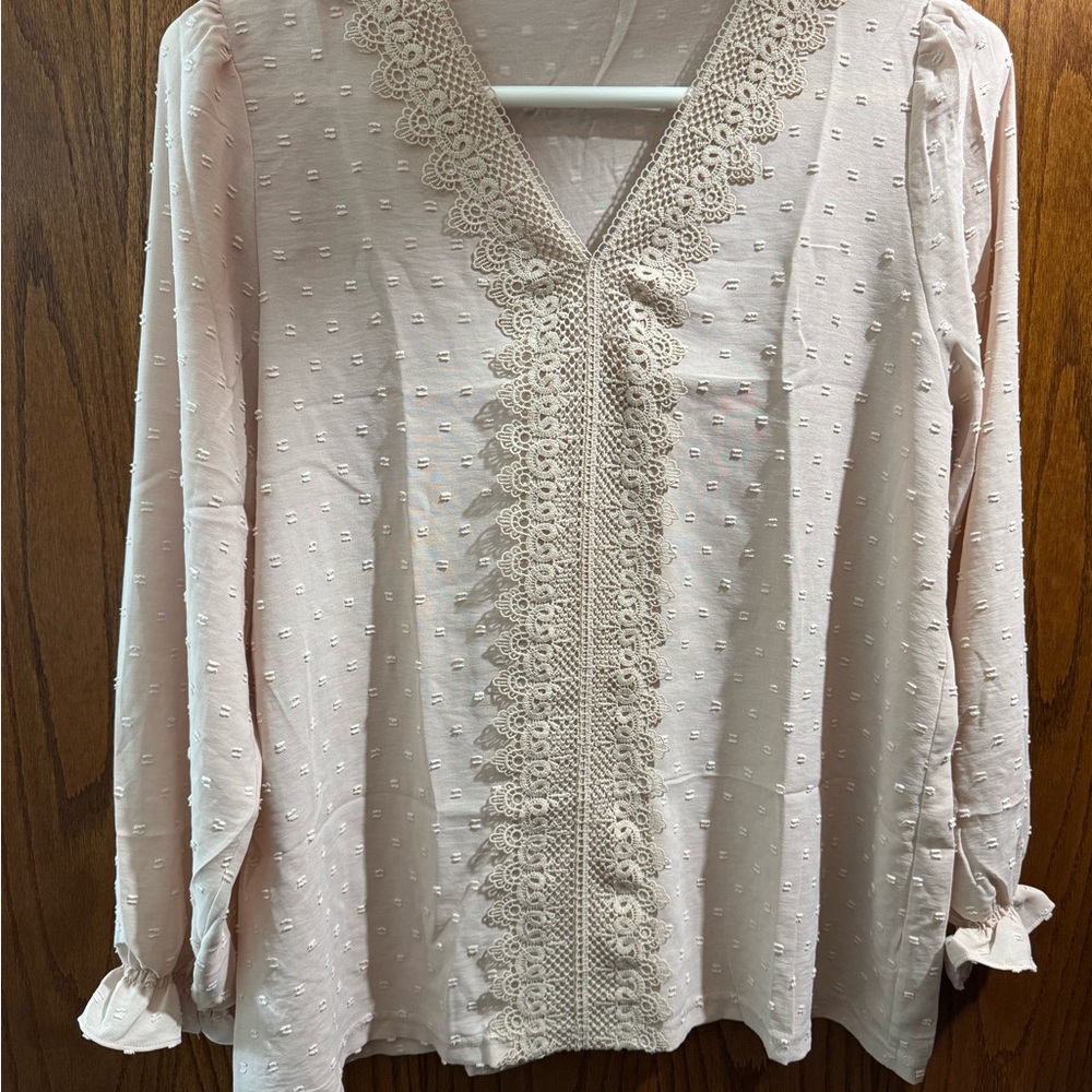 Elegant Lace Trim Blouse - Cream